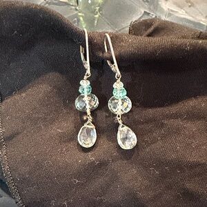 Light Blue and Silver Crystal Drop Earrings